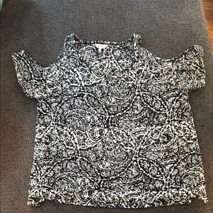Lucky Brand Black and White Cut Out Blouse